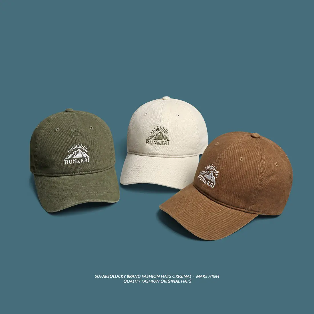 Retro Mountain Embroidered Men's Cap Brown - Image 9