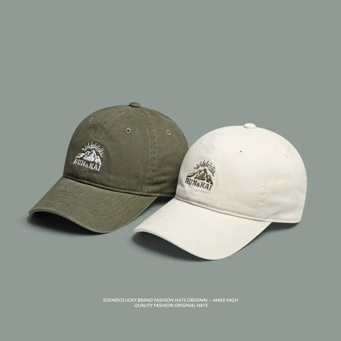 Retro Mountain Embroidered Men's Cap Brown - Image 10