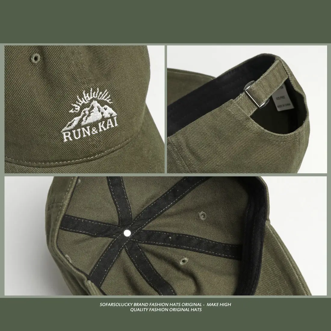 Retro Mountain Embroidered Men's Cap Brown - Image 11