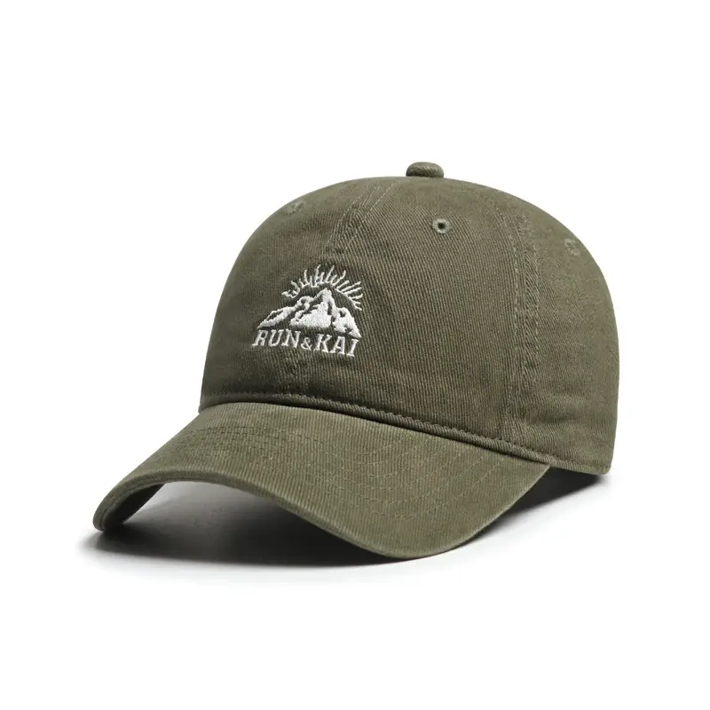 Retro Mountain Embroidered Men's Cap Brown - Image 2