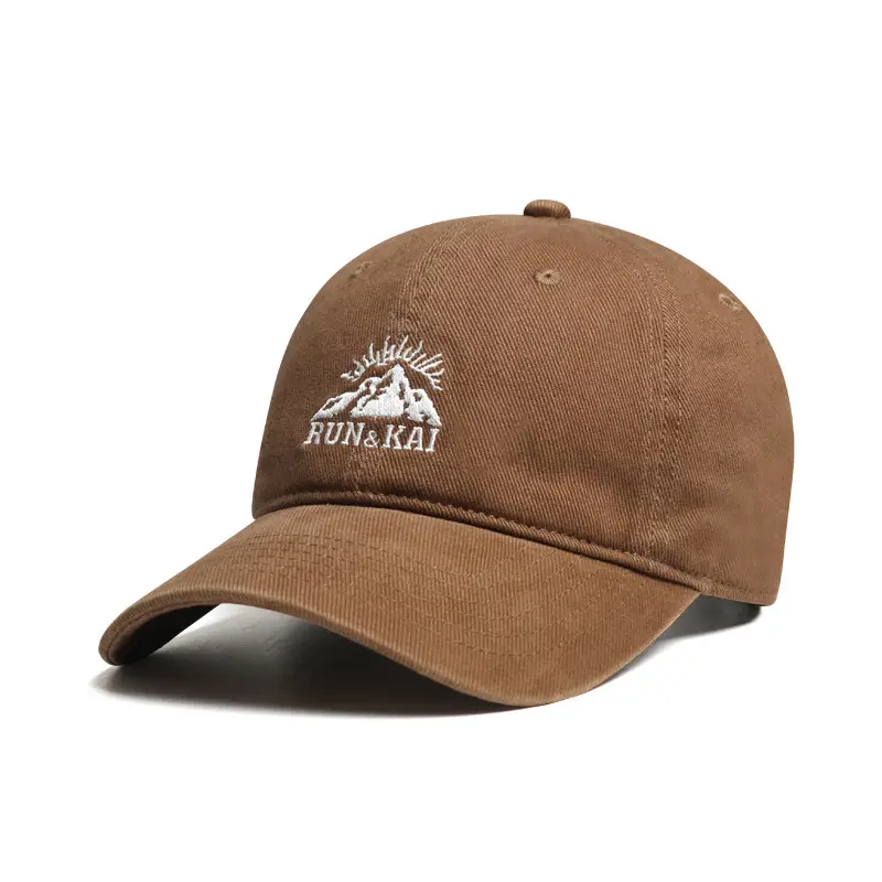 Retro Mountain Embroidered Men's Cap Brown - Image 7