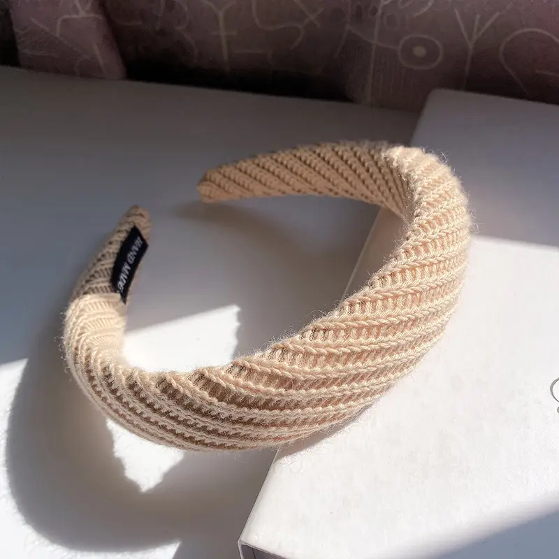 Autumn Winter Wool Knitted Wide Brim Headband Candy Color - Image 2