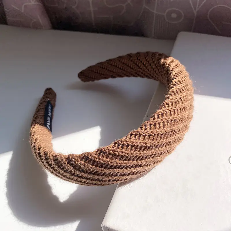 Autumn Winter Wool Knitted Wide Brim Headband Candy Color - Image 9