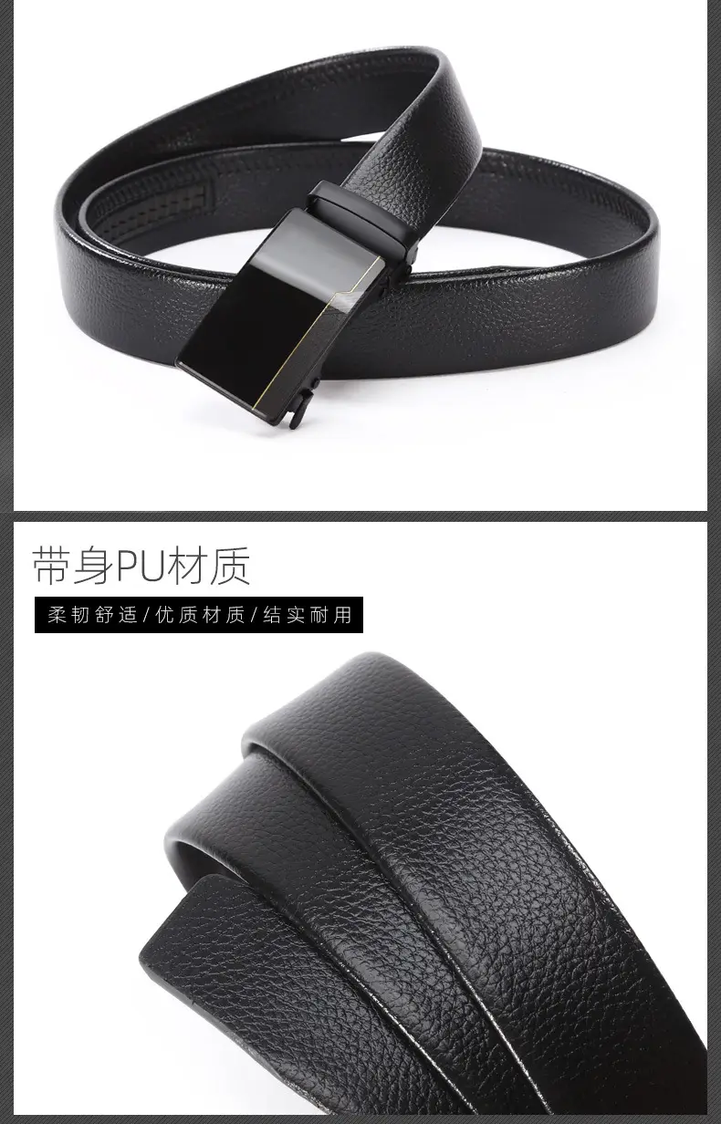 Men's Black Acrylic Belt with Automatic Buckle — feature 3