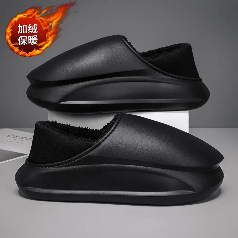 Cotton Slippers Winter fleece-lined Warm Cotton Shoes Couple Outfit Waterproof Slippers Cross-border plus size Casual Thick-soled Home Shoes - Image 3