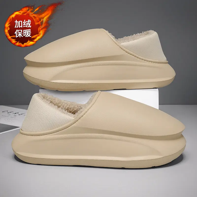 Cotton Slippers Winter fleece-lined Warm Cotton Shoes Couple Outfit Waterproof Slippers Cross-border plus size Casual Thick-soled Home Shoes - Image 2