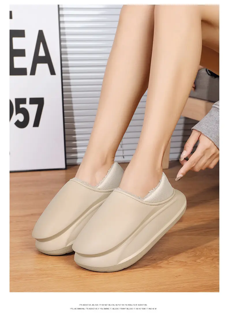 Cotton Slippers Winter fleece-lined Warm Cotton Shoes Couple Outfit Waterproof Slippers Cross-border plus size Casual Thick-soled Home Shoes — feature 11