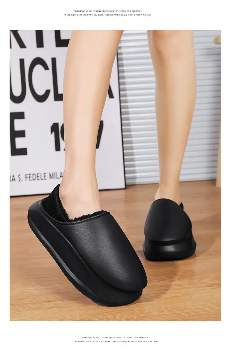 Cotton Slippers Winter fleece-lined Warm Cotton Shoes Couple Outfit Waterproof Slippers Cross-border plus size Casual Thick-soled Home Shoes — feature 16