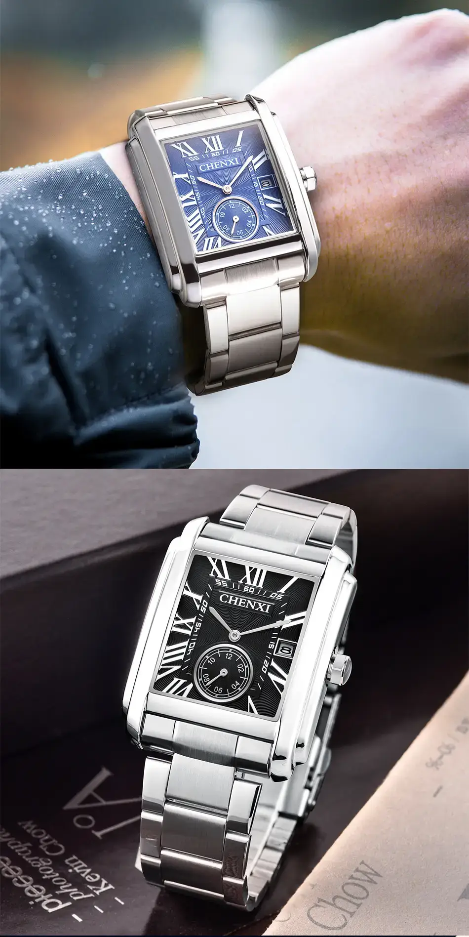 Chenxi Square Steel Belt Calendar Watch for Men — feature 12