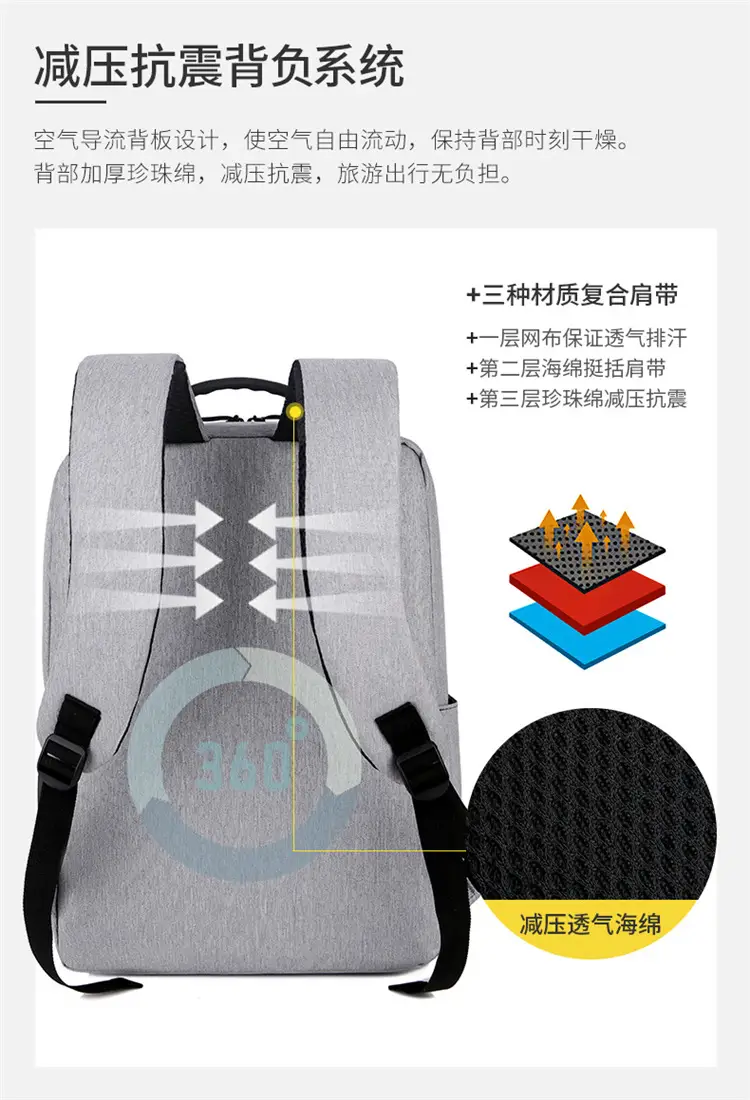 Business Backpack Oxford Men's Waterproof Shockproof 15.6 Inch Laptop Bag Outdoor Lightweight Commuter Backpack — feature 9