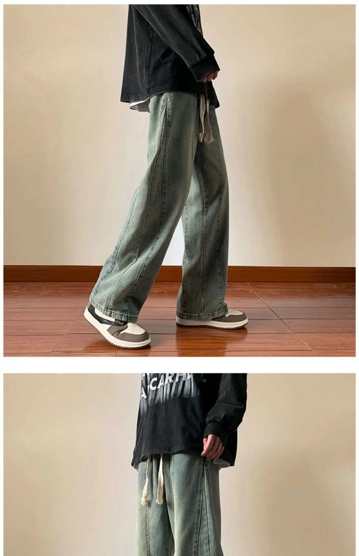Men's Retro Straight Jeans 2023 Wide Leg Casual Pants — feature 8