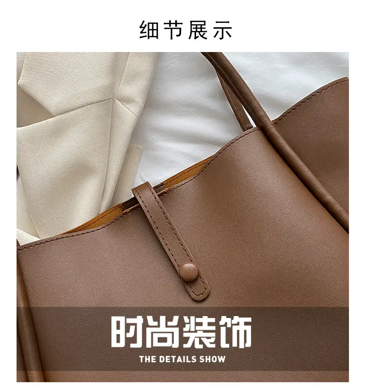 Brown Canvas Shoulder Bag for Men Women Students School Casual Japanese Style Backpack — feature 3