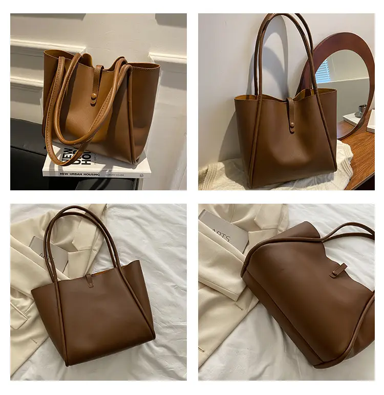 Brown Canvas Shoulder Bag for Men Women Students School Casual Japanese Style Backpack — feature 9