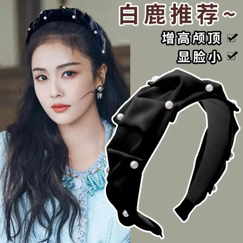 Pearl Black Wide Brim Hairpin for Women - Image 4