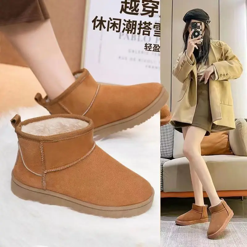 Source Factory New Winter Snow Boots Fleece-Lined and Thickeneding to Heattech Female Students' Shoes Flats-Soled Women's Cotton Shoes Dropshipping - Image 2