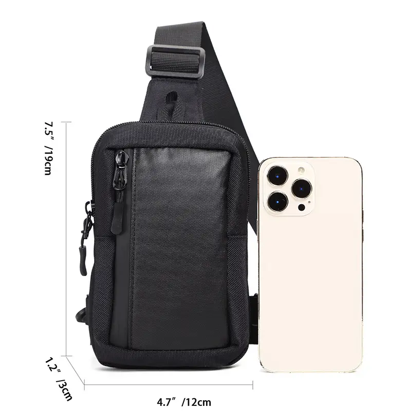 Men's Lightweight Shoulder Messenger Bag Black - Image 5