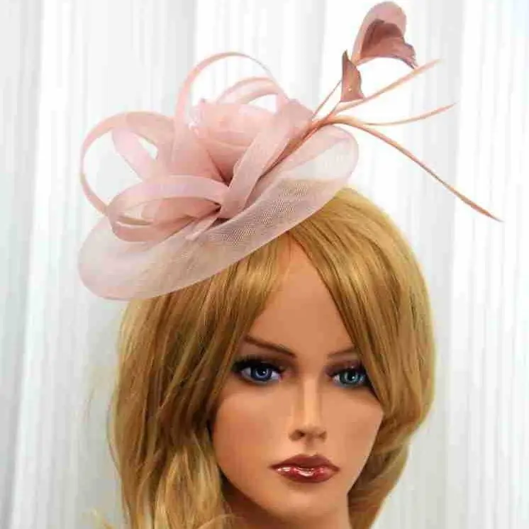 Black Feather Mesh Bridal Hat for Women