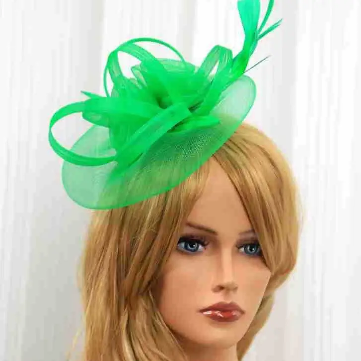 Black Feather Mesh Bridal Hat for Women