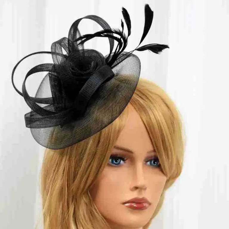 Black Feather Mesh Bridal Hat for Women