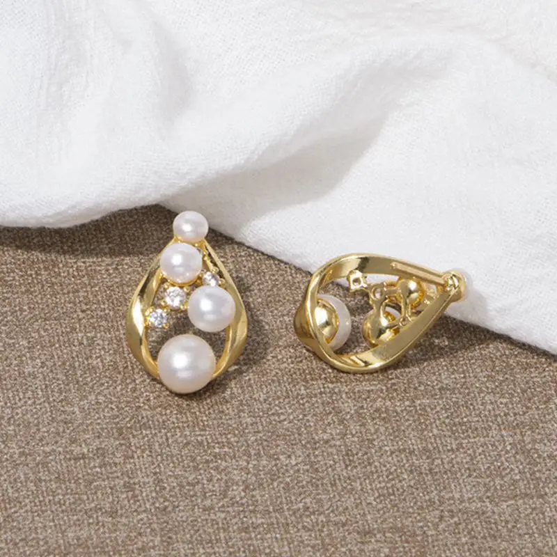 Elegant Pearl Earrings with Copper & Zircon Design — feature 11