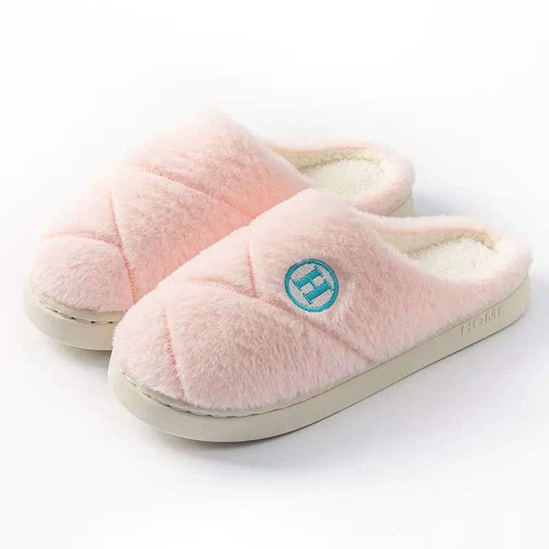 Rainbow fluff cotton slippers autumn and winter thick-soled plush slippers Women's Home couple warm fleece-lined cotton slippers - Image 13