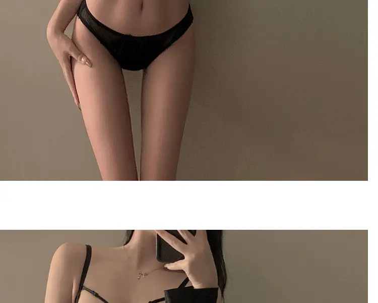 Sexy lace French underwear cross hollow bra pure desire wireless bra thin big chest small breast collection — feature 16