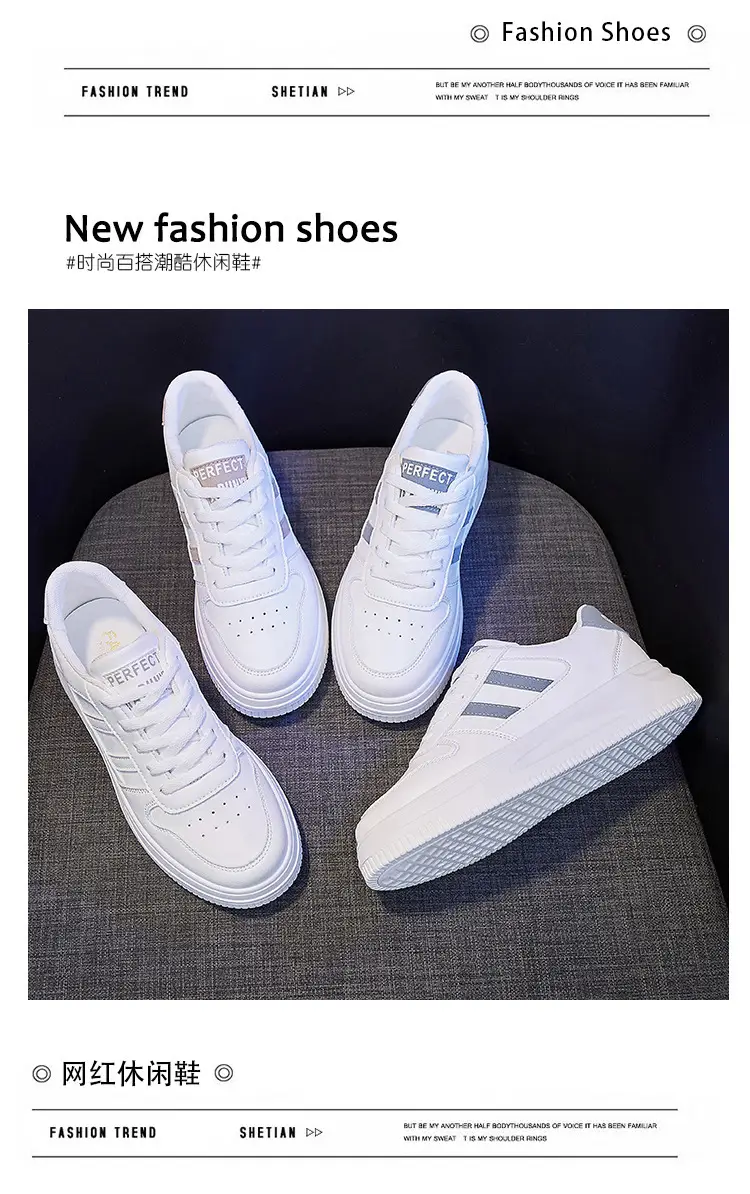 Women White Thick Sole Sports Sneakers Lightweight Height-Increasing — feature 21