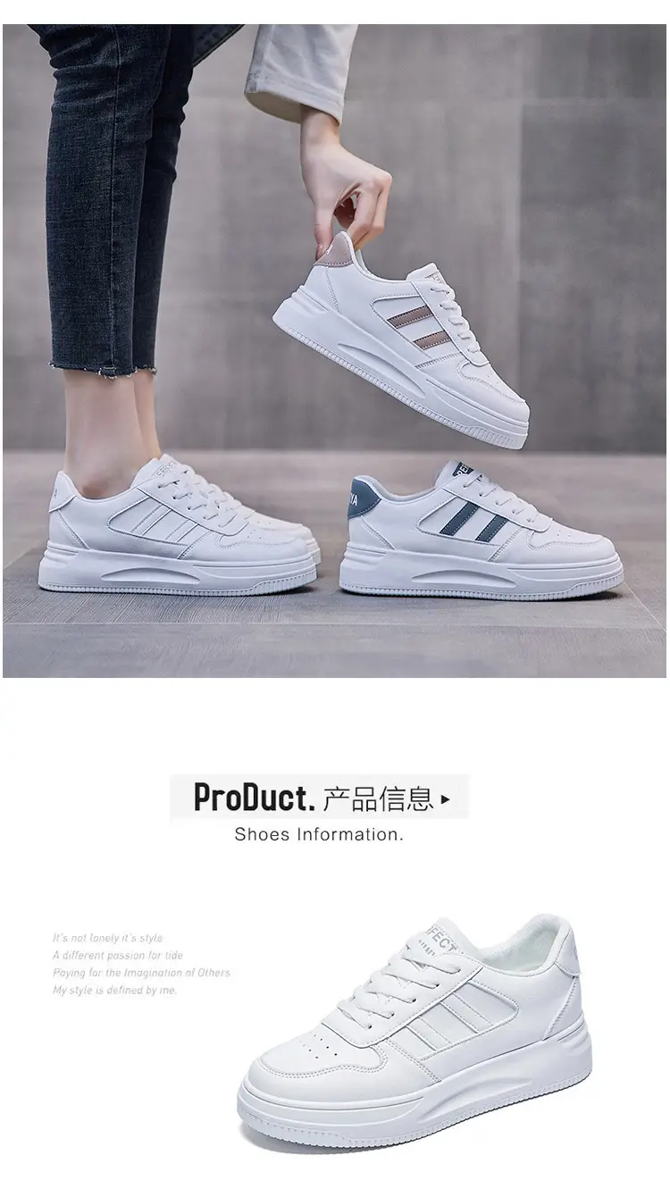 Women White Thick Sole Sports Sneakers Lightweight Height-Increasing — feature 22