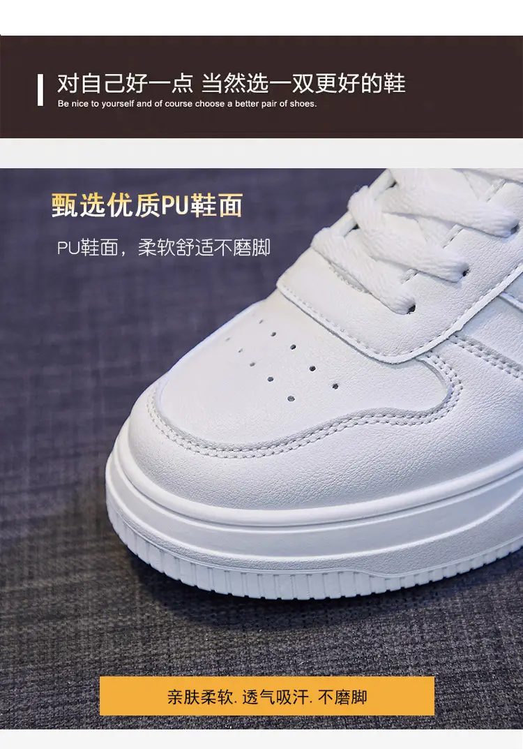 Women White Thick Sole Sports Sneakers Lightweight Height-Increasing — feature 24