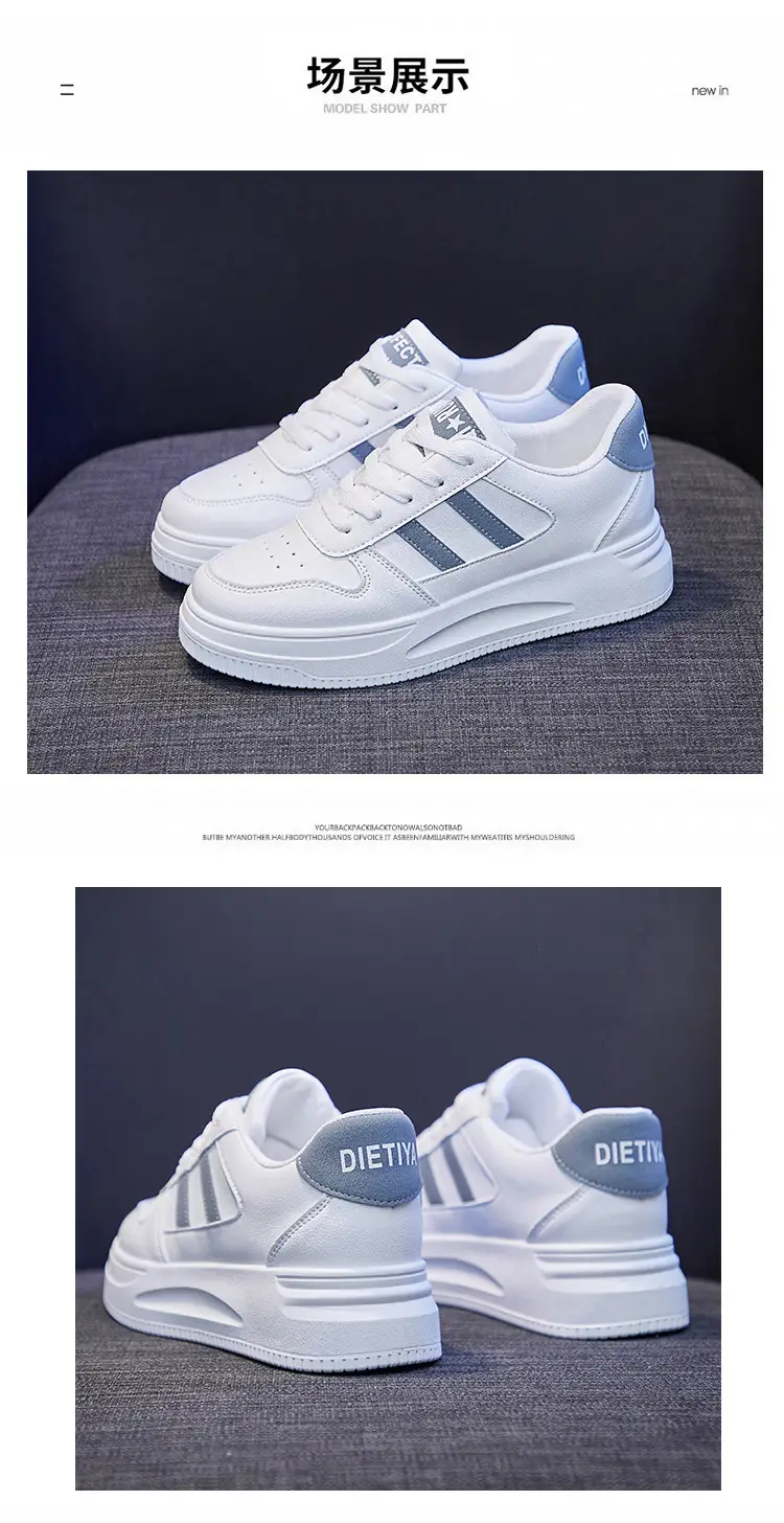 Women White Thick Sole Sports Sneakers Lightweight Height-Increasing — feature 33
