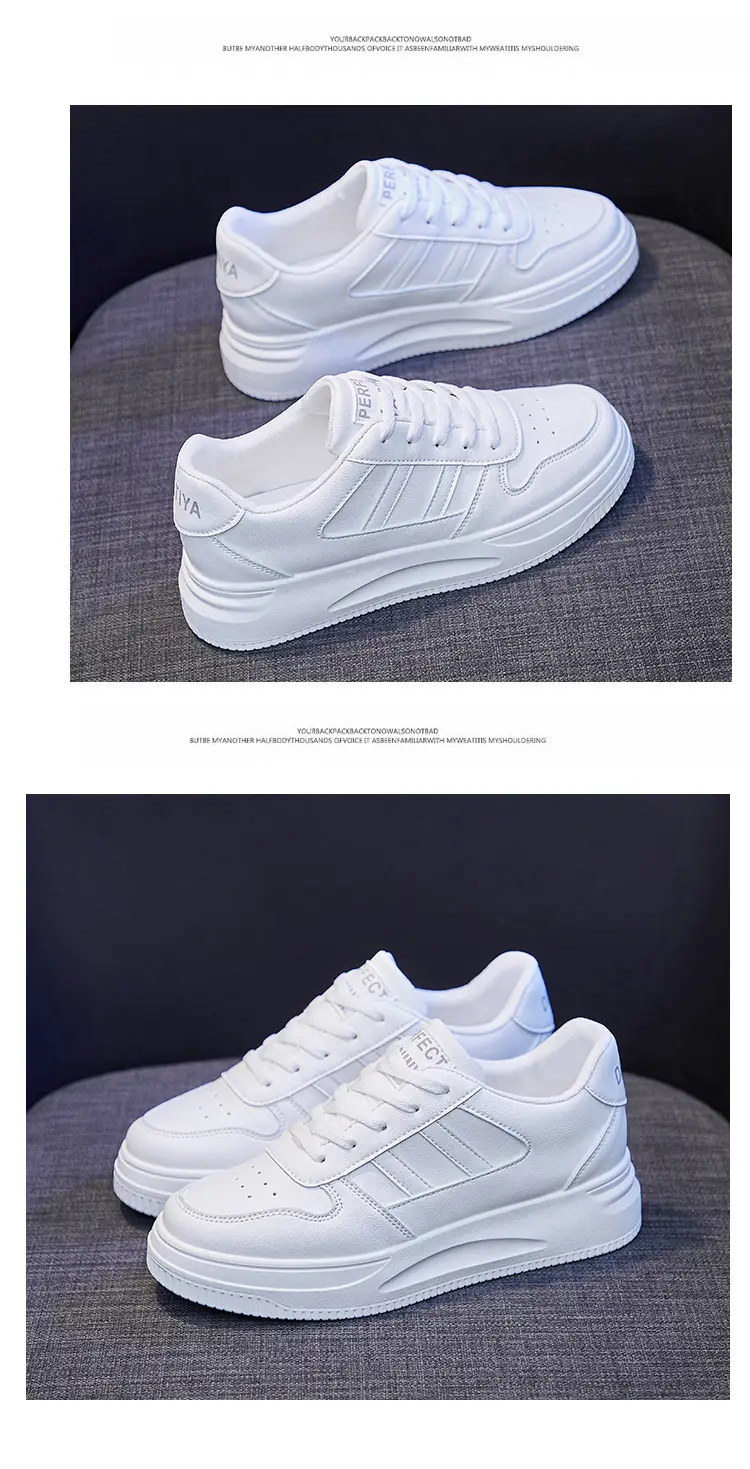 Women White Thick Sole Sports Sneakers Lightweight Height-Increasing — feature 35