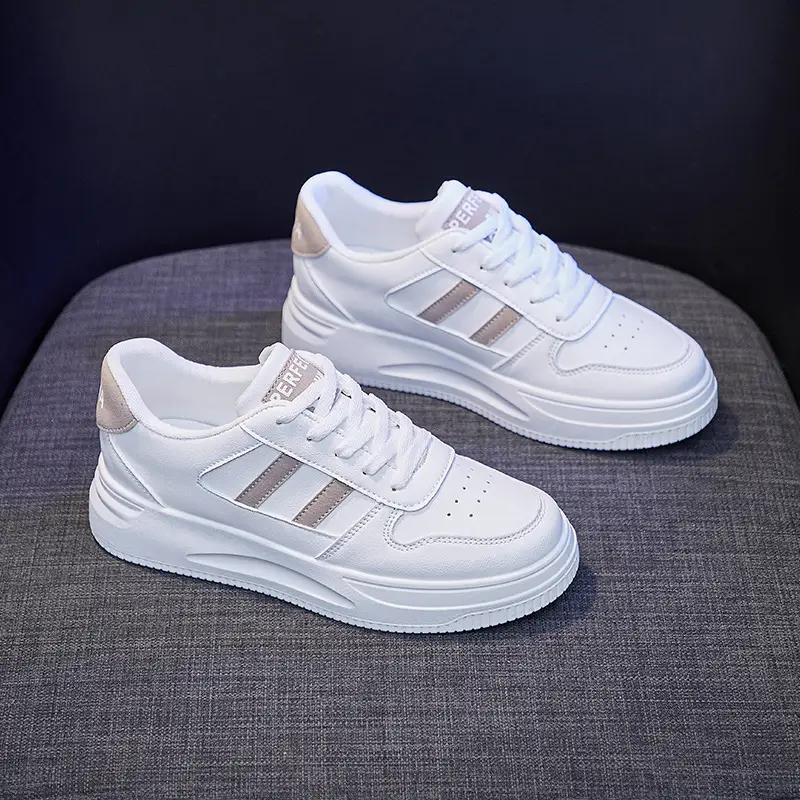 Women White Thick Sole Sports Sneakers Lightweight Height-Increasing - Image 2