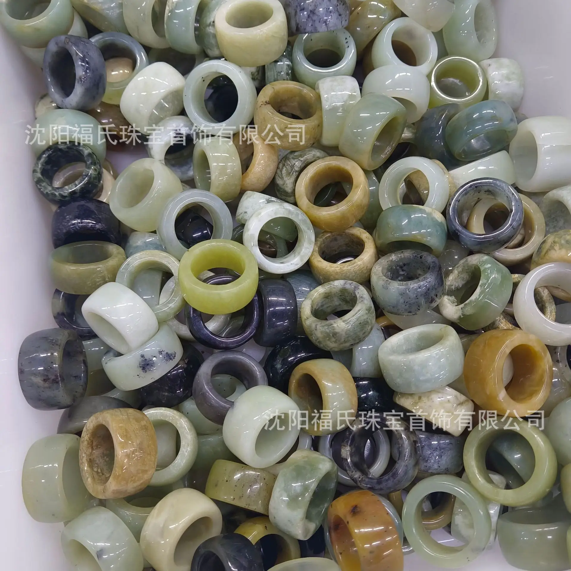 Natural Jade Finger Rings White Ice Floating Flower - Image 4