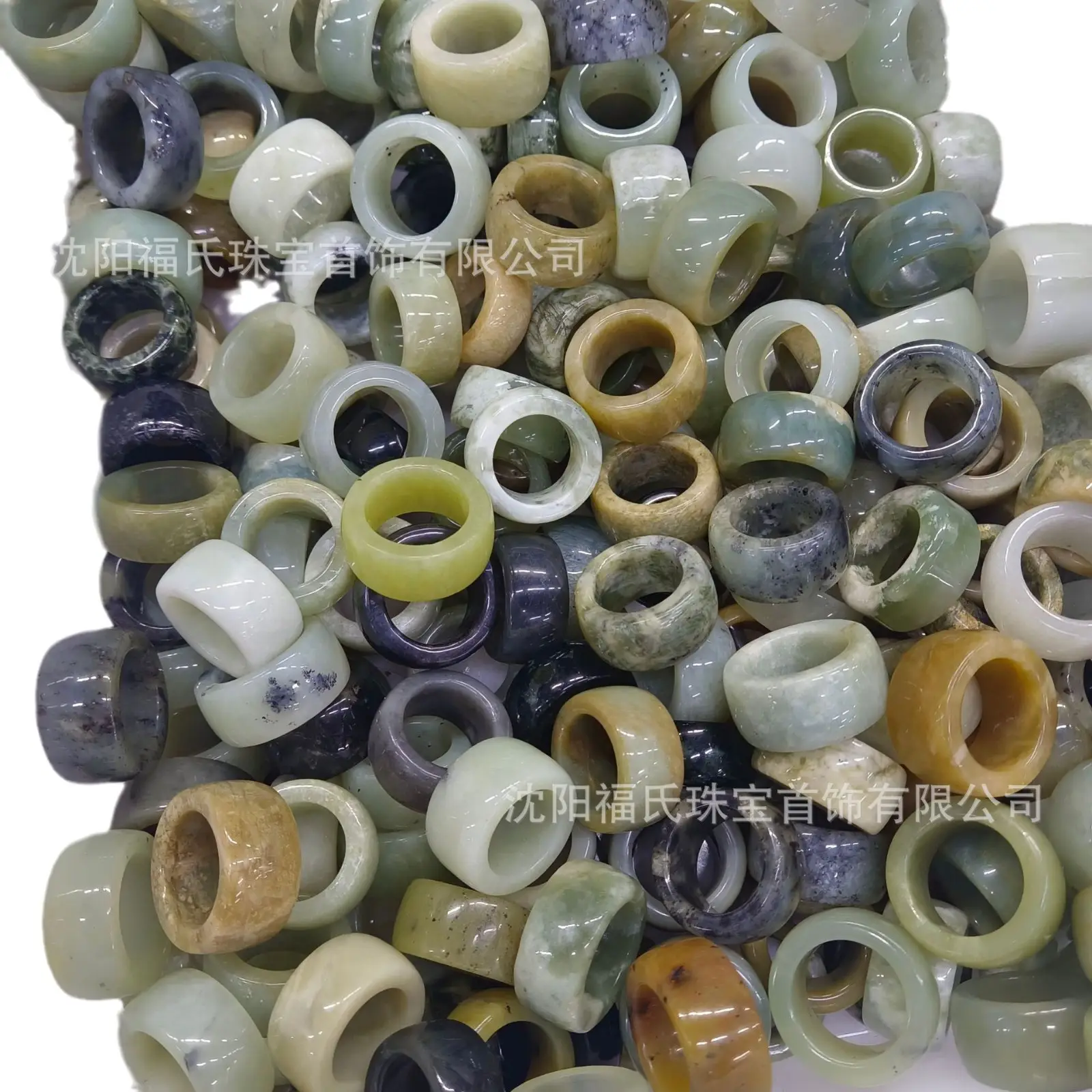 Natural Jade Finger Rings White Ice Floating Flower - Image 6