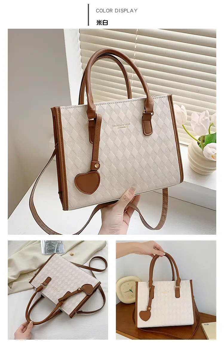 Women's Quilted Tan Shoulder Bag Large Capacity — feature 14