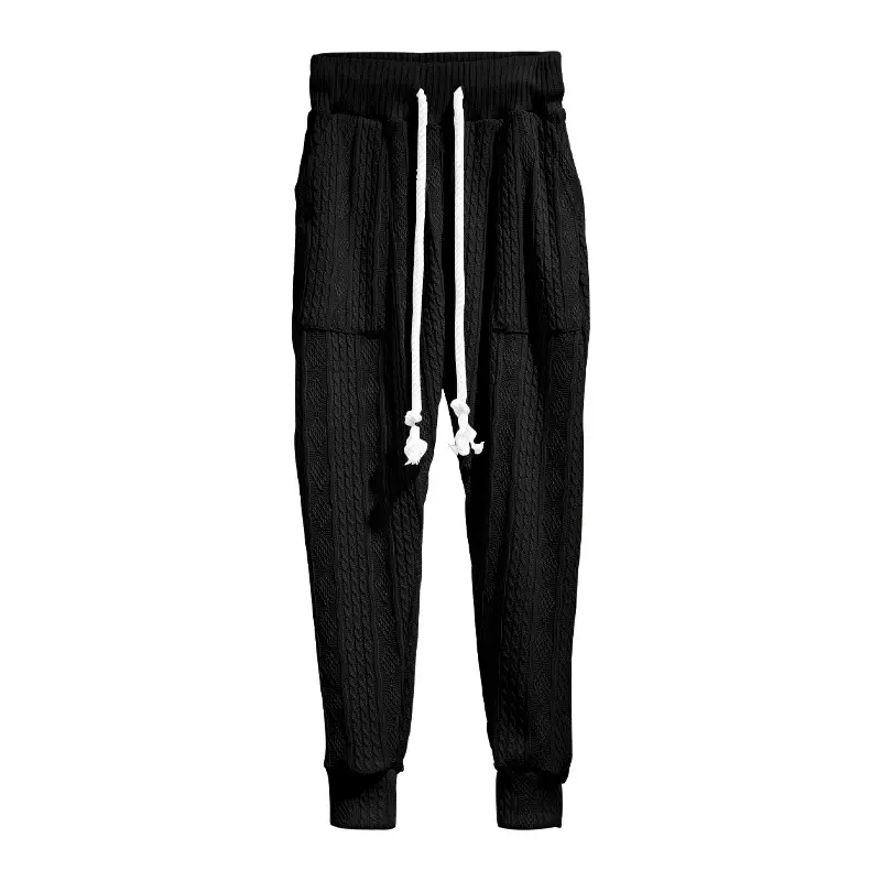 European & American Men's White Jacquard Ankle-Tied Casual Pants — feature 18