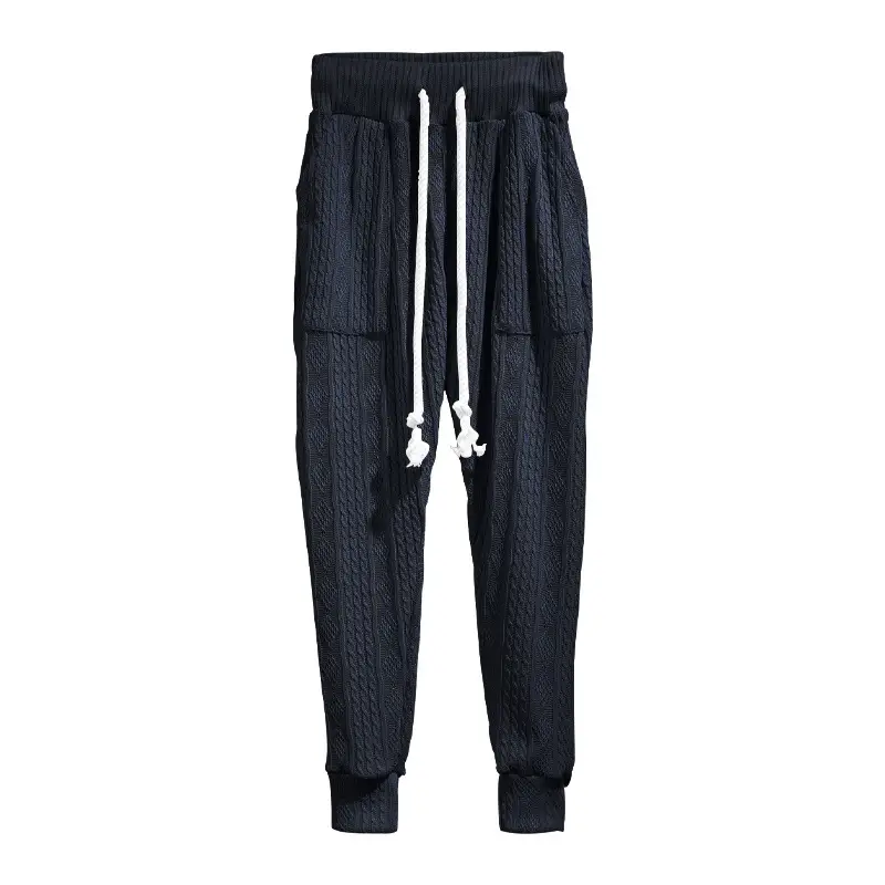 European & American Men's White Jacquard Ankle-Tied Casual Pants — feature 21