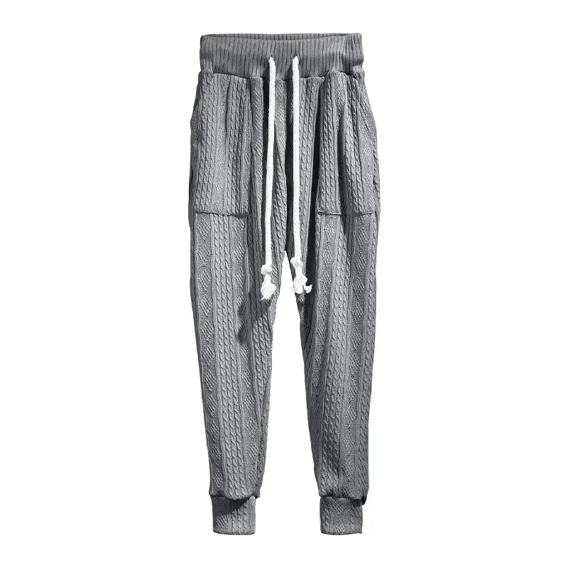 European & American Men's White Jacquard Ankle-Tied Casual Pants — feature 41