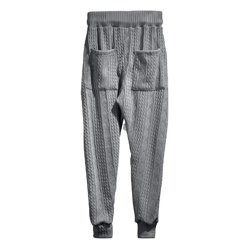 European & American Men's White Jacquard Ankle-Tied Casual Pants — feature 42