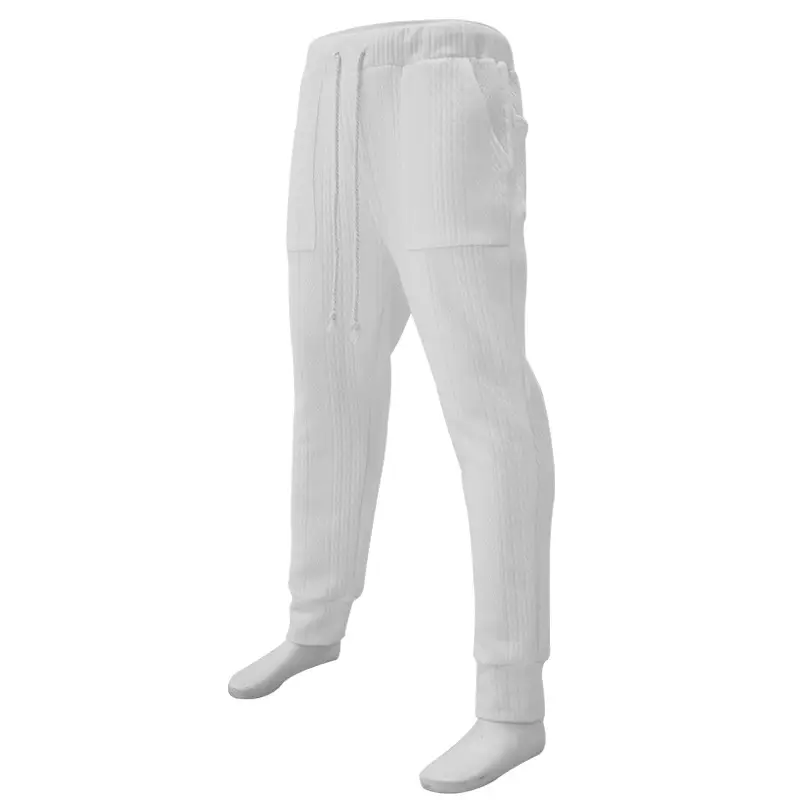 European & American Men's White Jacquard Ankle-Tied Casual Pants — feature 44