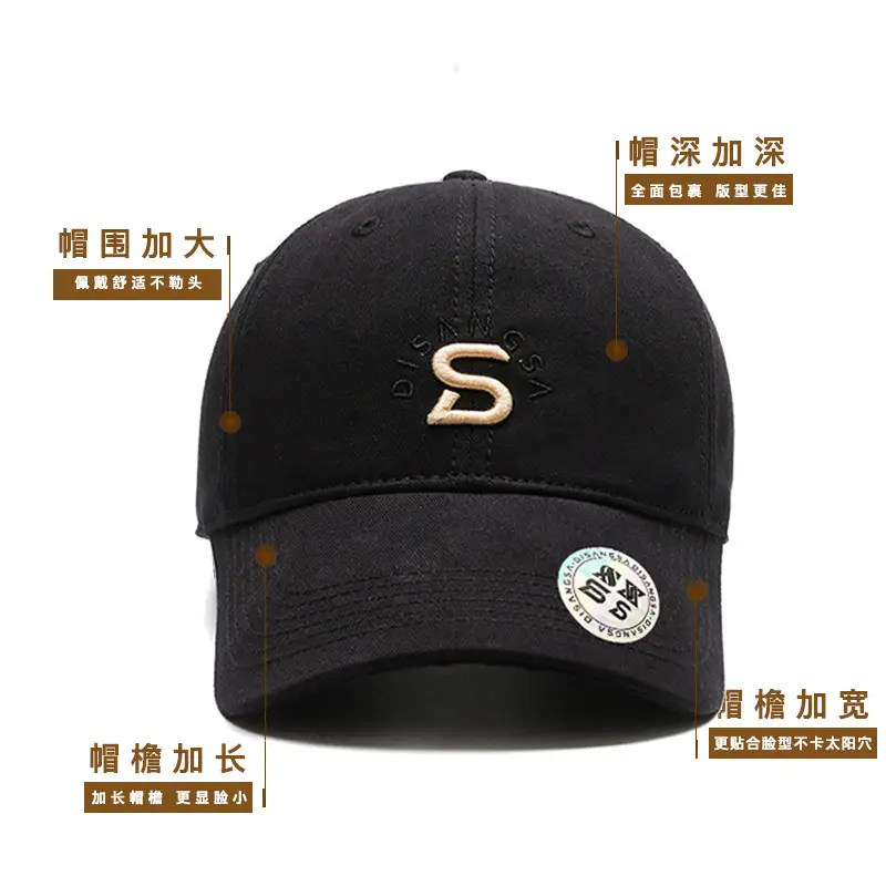 Men's Black Embroidered Baseball Cap with Logo