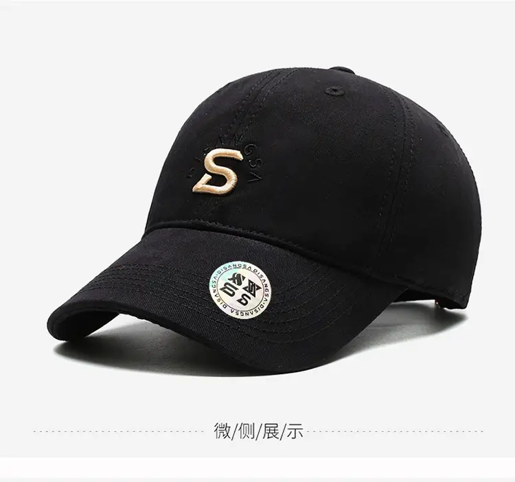 Men's Black Embroidered Baseball Cap with Logo — feature 11