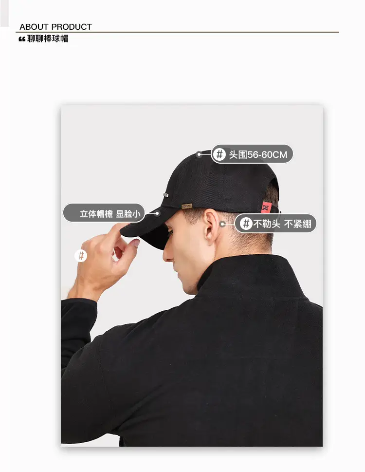 Di Sang Sa Men's Black Baseball Cap with Sunscreen Badge — feature 2