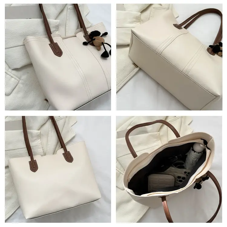 Large Capacity Women's Tan Shoulder Bag with Retro Charm — feature 8