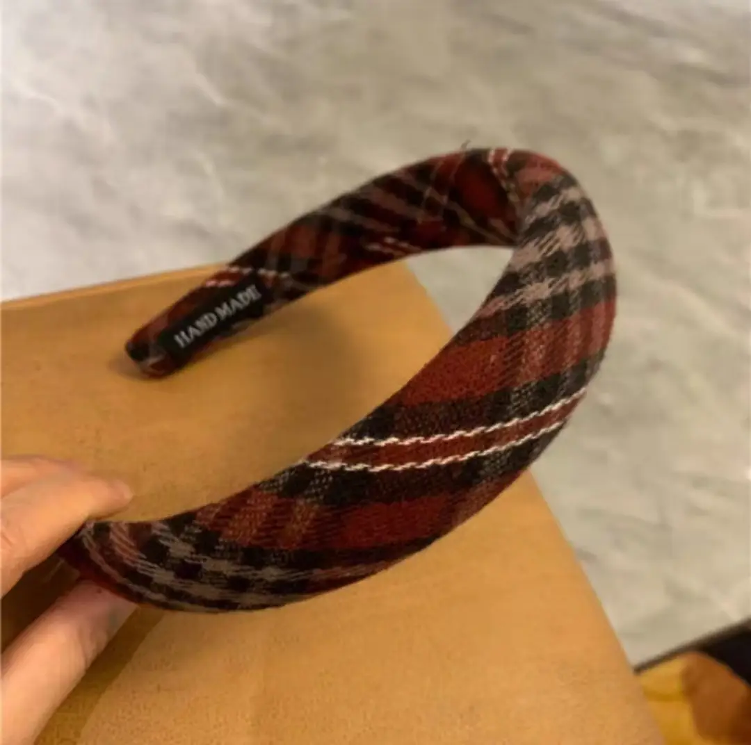 Japanese Korean Retro Plaid Skull Top Headband for Face Wash & Hair Press — feature 4