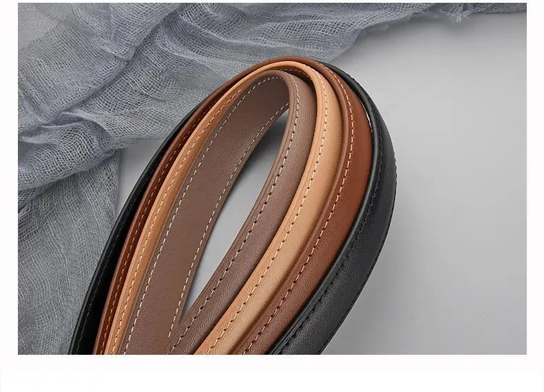 Women's Black Leather Belt with Gold Buckle — feature 7