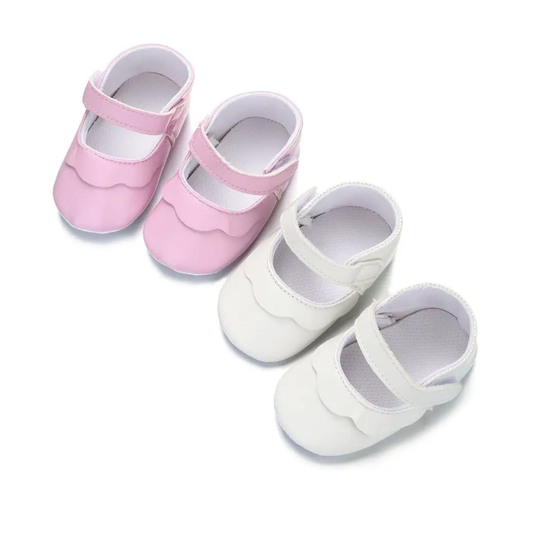 Princess shoes baby casual non-slip soft cloth sole shoes 0-18 months baby double Velcro toddler shoes PU leather sandals