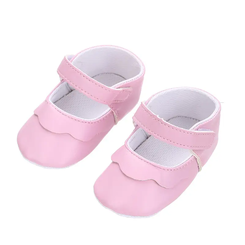 Princess shoes baby casual non-slip soft cloth sole shoes 0-18 months baby double Velcro toddler shoes PU leather sandals