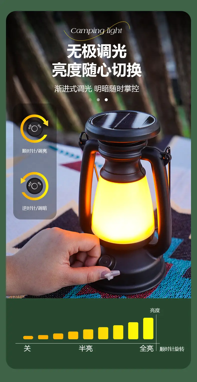 Solar Camping Light 90mm Black LED Emergency Flashlight — feature 5