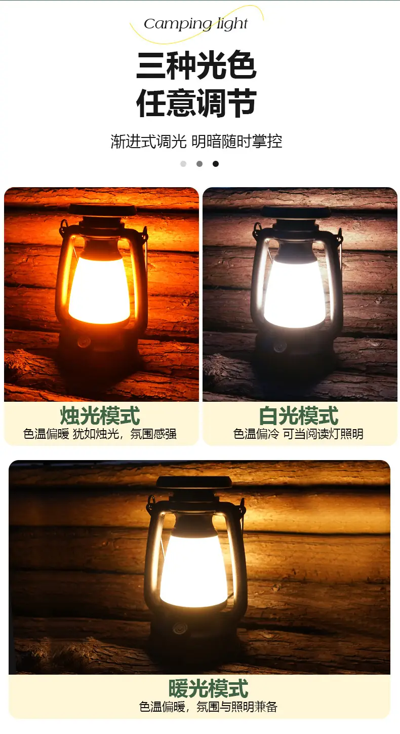 Solar Camping Light 90mm Black LED Emergency Flashlight — feature 6